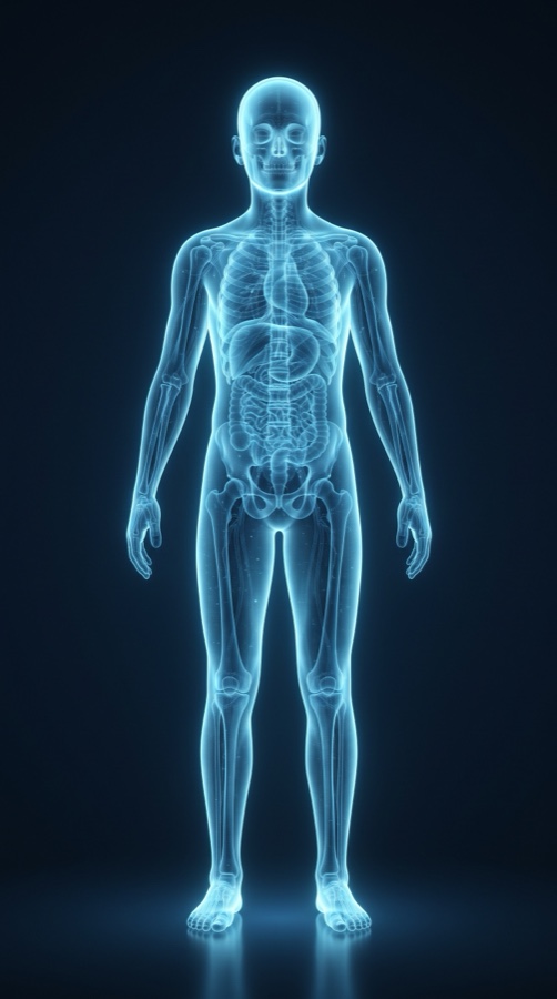 X-ray style rendering of a student's body map